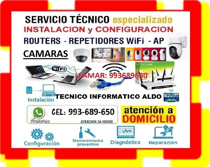 TECNICO INTERNET CAMARAS WIFI IP REPETIDORES CABLEADOS