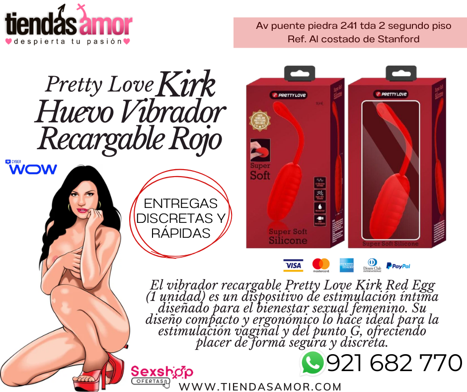 Pretty Love Kirk Huevo Vibrador Recargable Rojo /juguetes lu