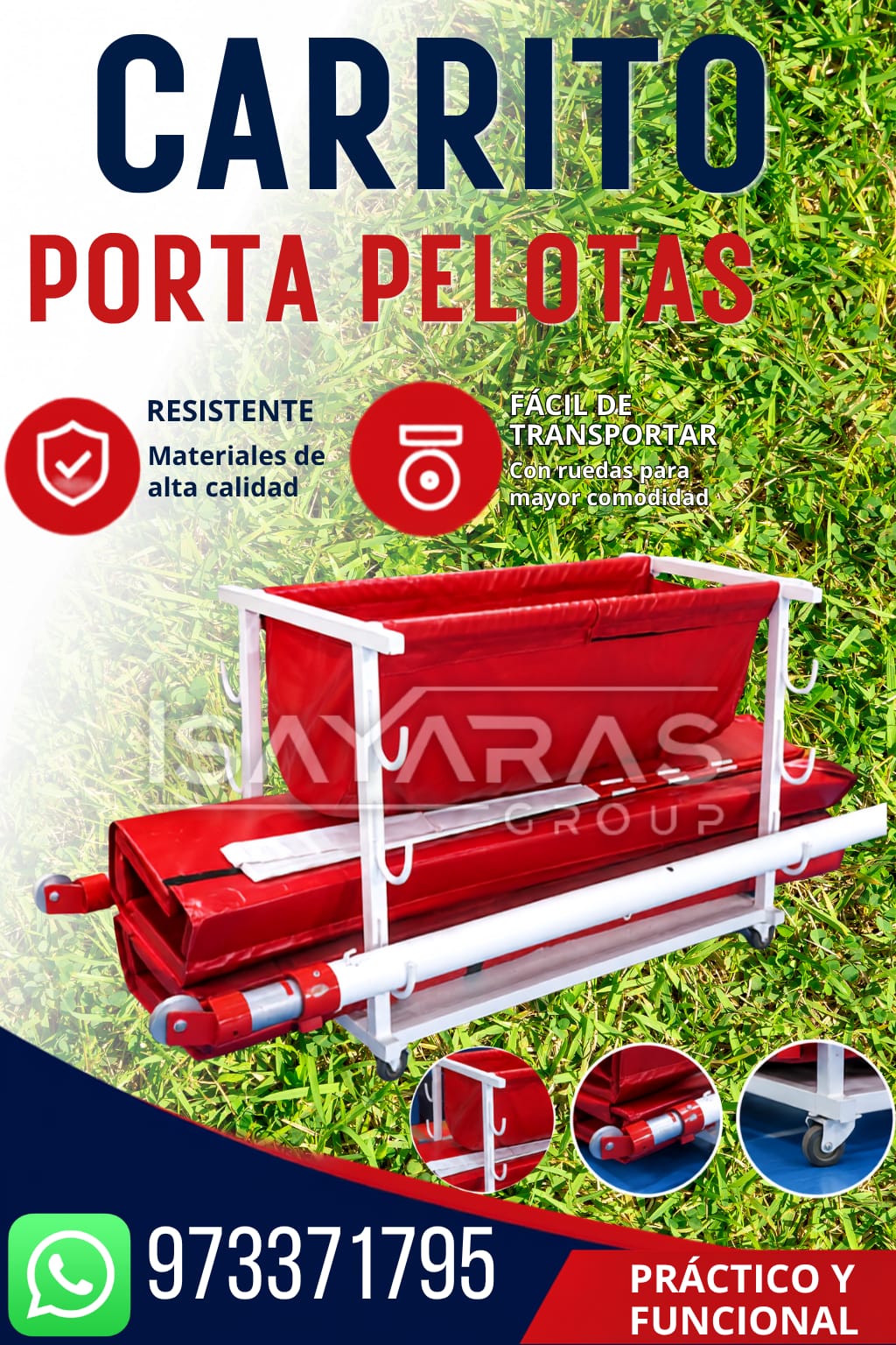 Carrito Porta Pelotas con Ruedas — Resistente, Práctico y Fácil de Transportar- ISAYARAS GROUP